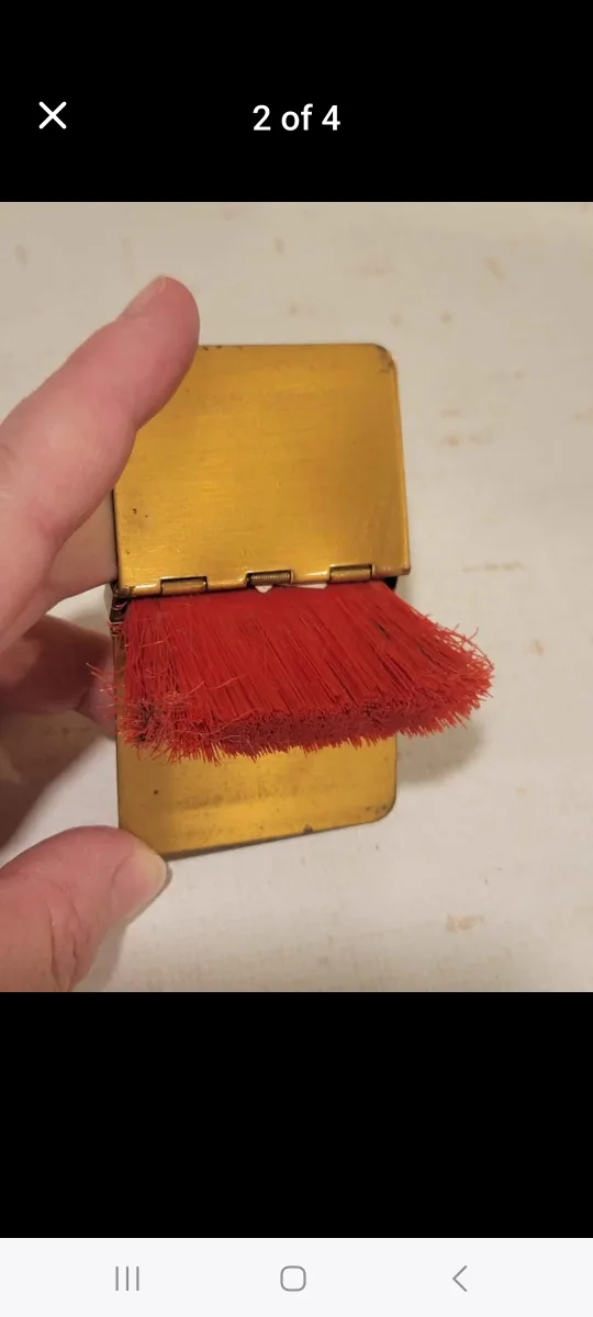 Rare.Vintage Mid Century Brass Pocket Lint Brush image indicator(4)