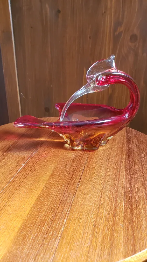 Red & Amber Art Glass Bird Murano image indicator(3)