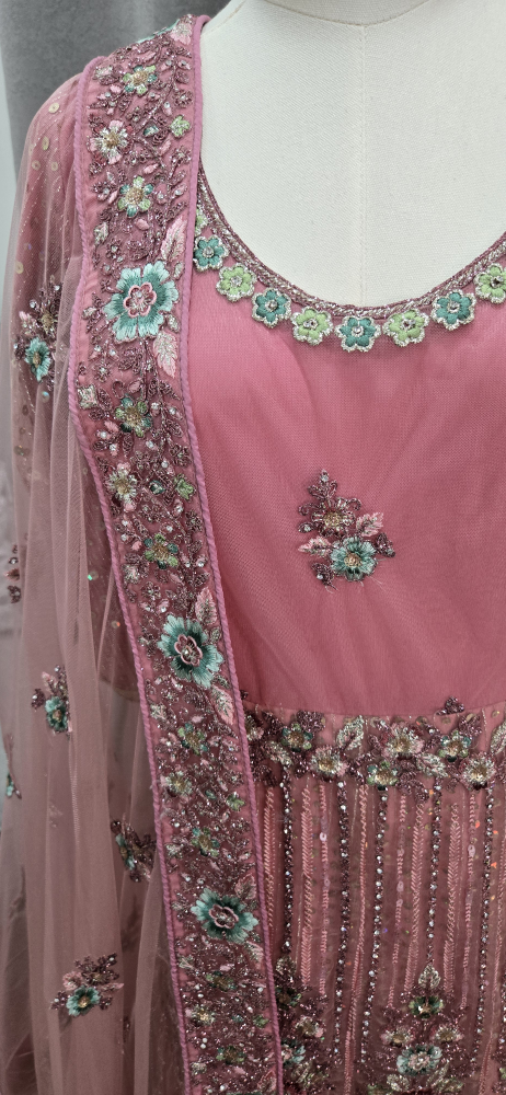 Pink Embroidered Indian Anarkali Outfit - photo 5