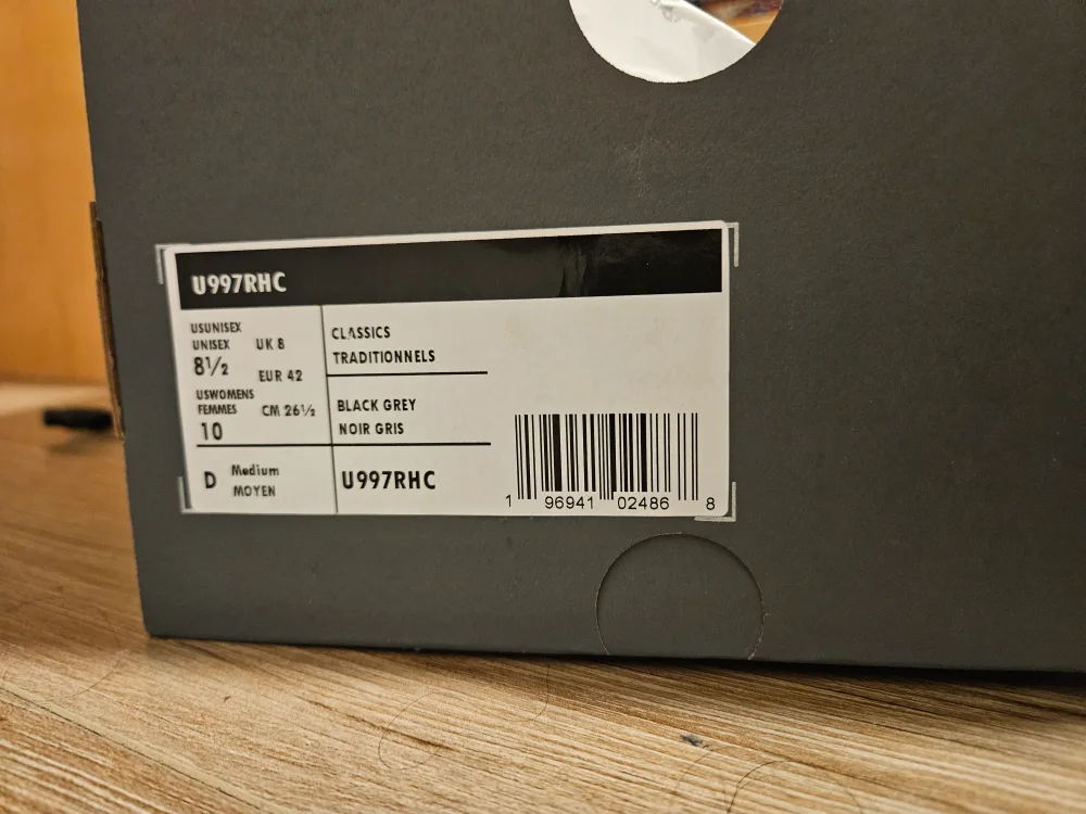 New Balance 997RHC Black Grey US 8.5 Men and US 10 Women image indicator(3)