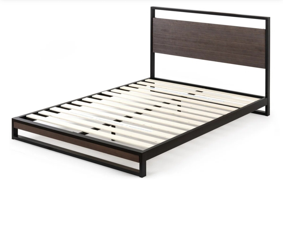 Metal and Wood Platform Bed Frame - photo 2