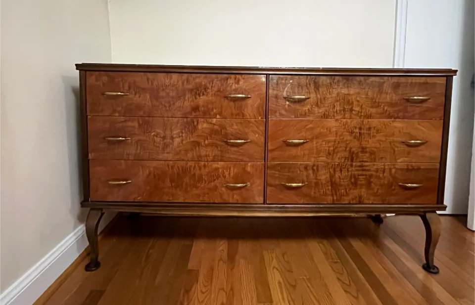 Wooden Dresser with Glass Marble Top thumbnail