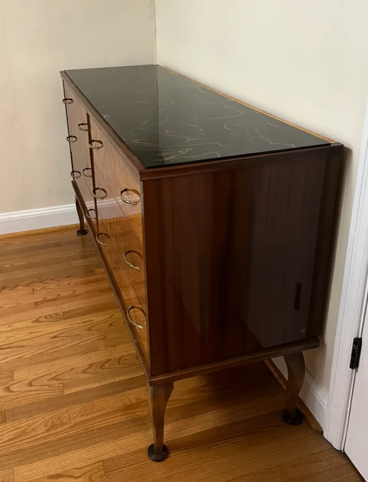Wooden Dresser with Glass Marble Top image indicator(3)