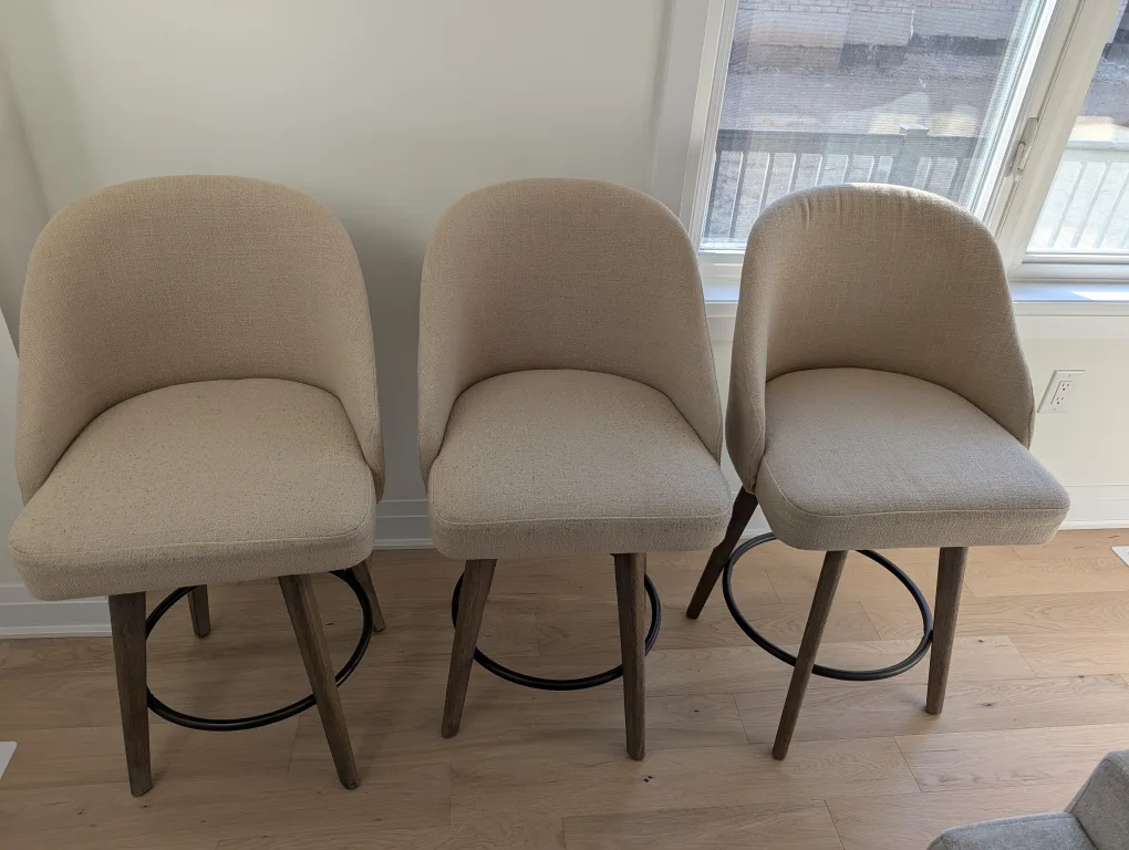 Set of 3 Beige Bar Stools image indicator(3)