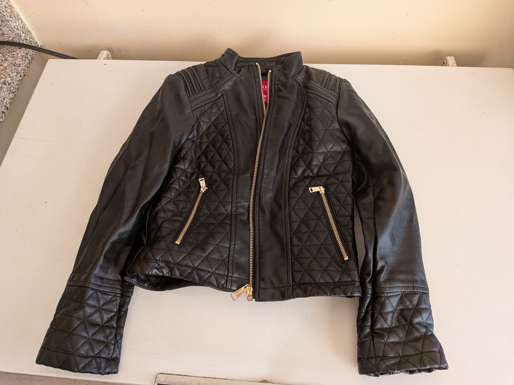 Children's Guess Black Quilted Leather Jacket - Size 8 - photo 2