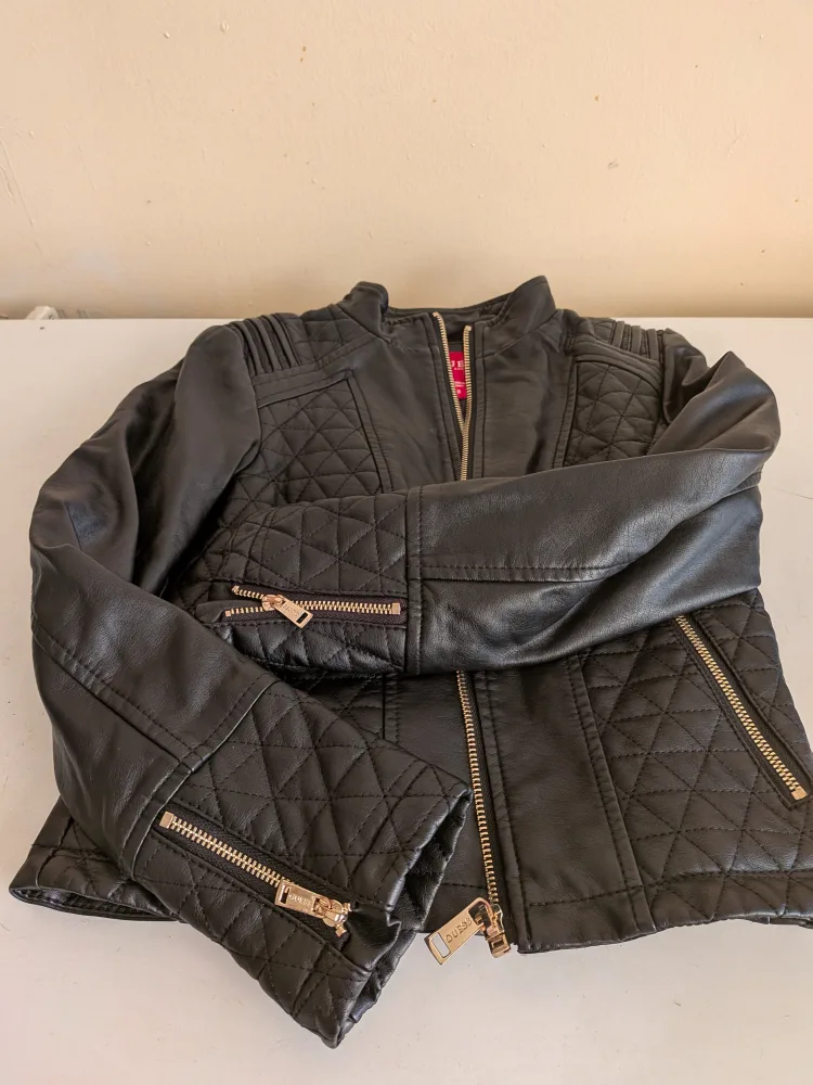 Children's Guess Black Quilted Leather Jacket - Size 8 image indicator(3)