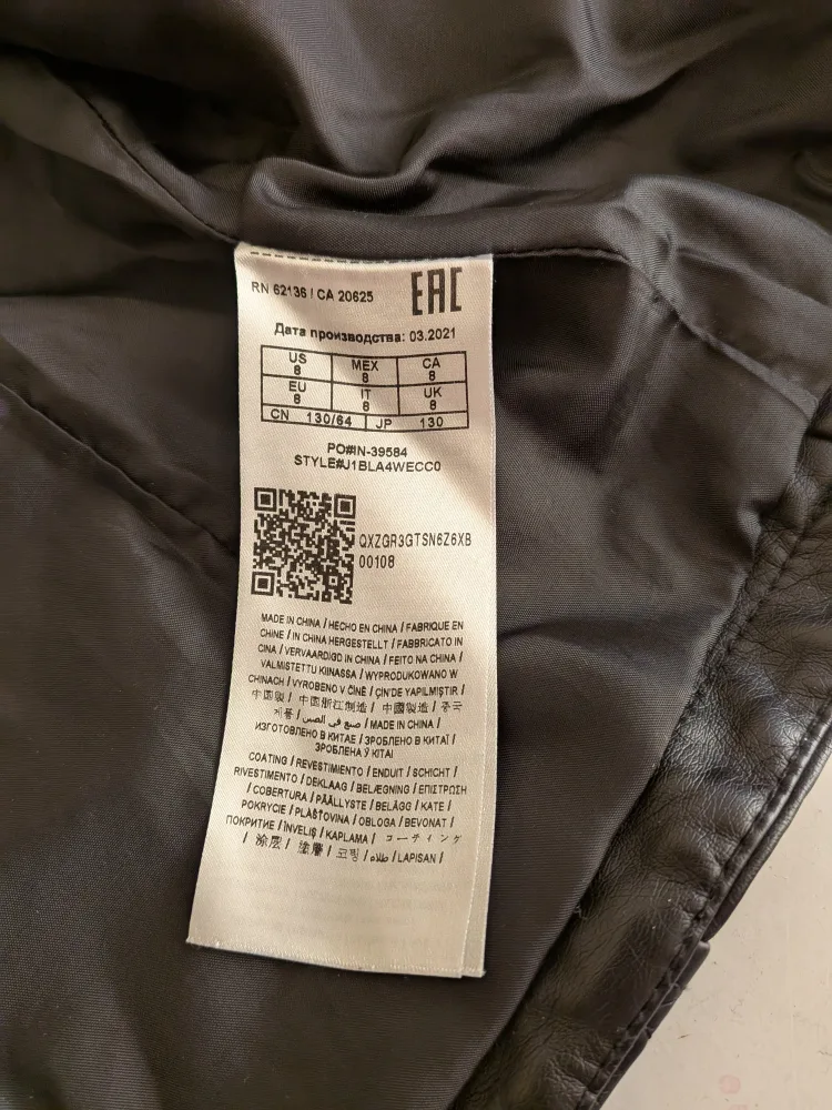 Children's Guess Black Quilted Leather Jacket - Size 8 image indicator(5)