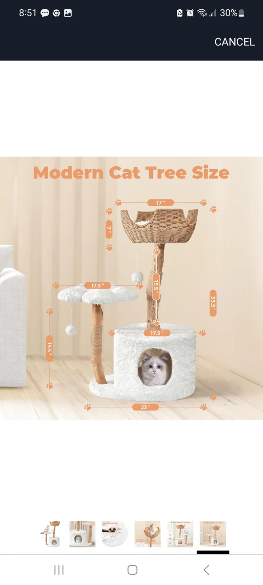 Easygo Modern Cat Tree - Rabbit Hair White brand new image indicator(4)
