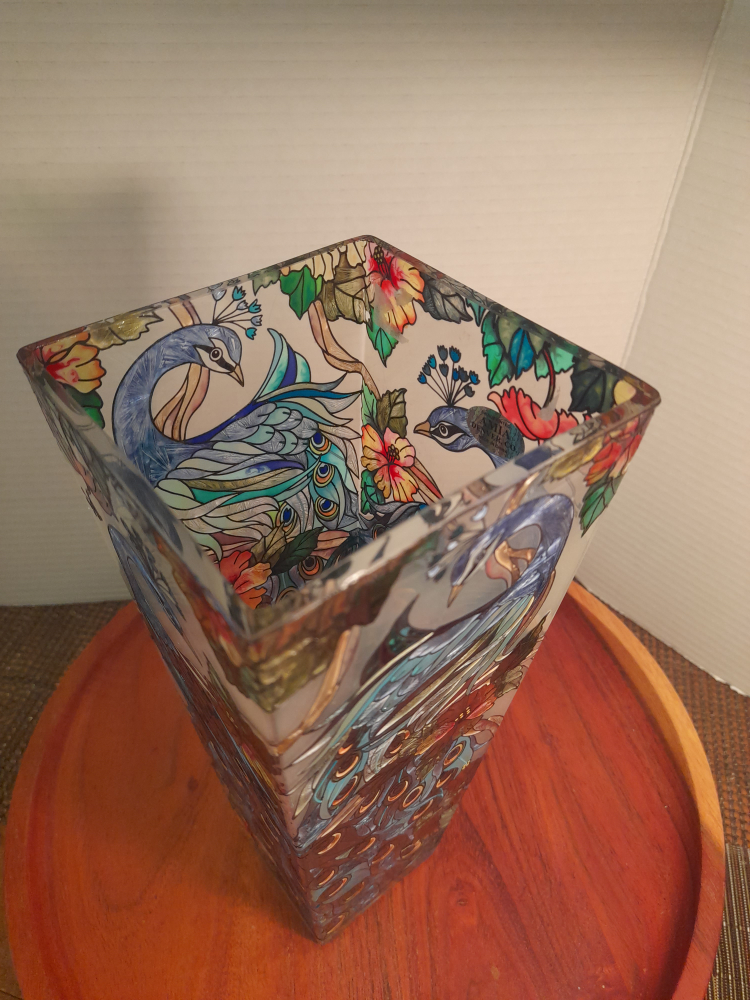 Peacock Design Decorative hand painting glass vase - photo 2