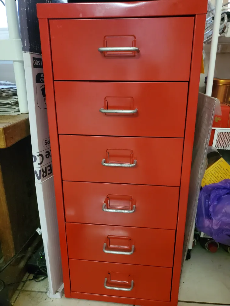 Red Metal Filing Cabinet - 6 Drawers thumbnail