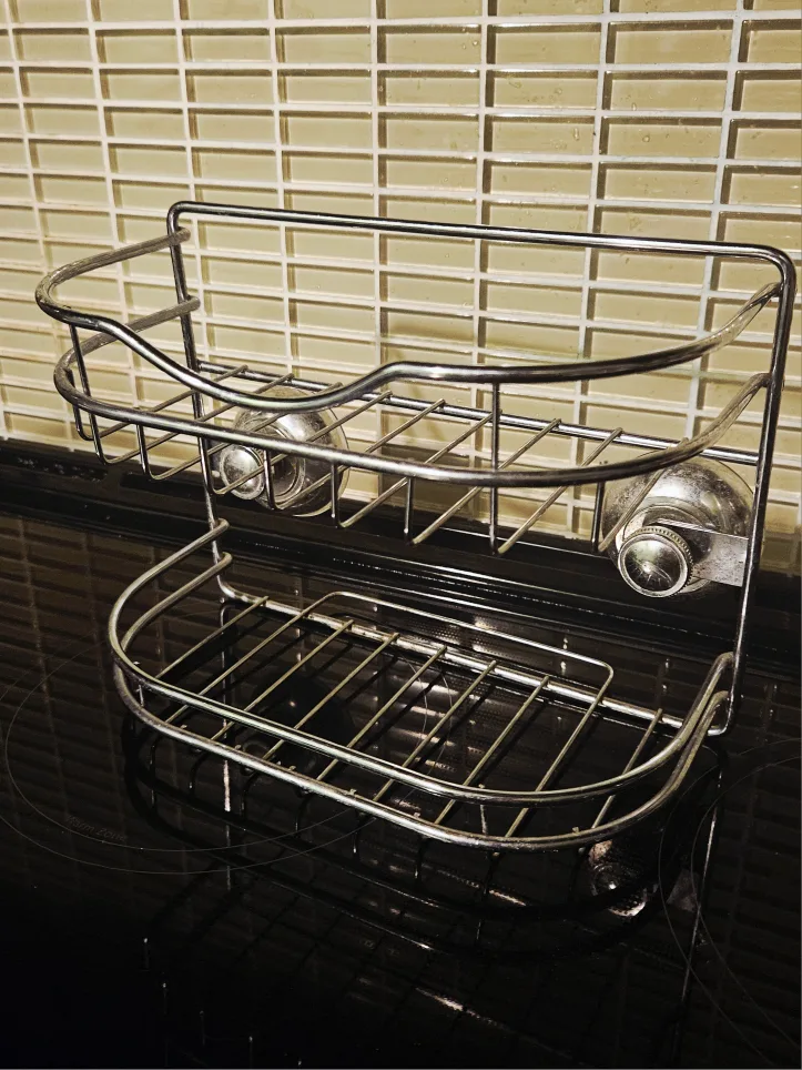 Silver Bathroom Shelf with Suction Cups