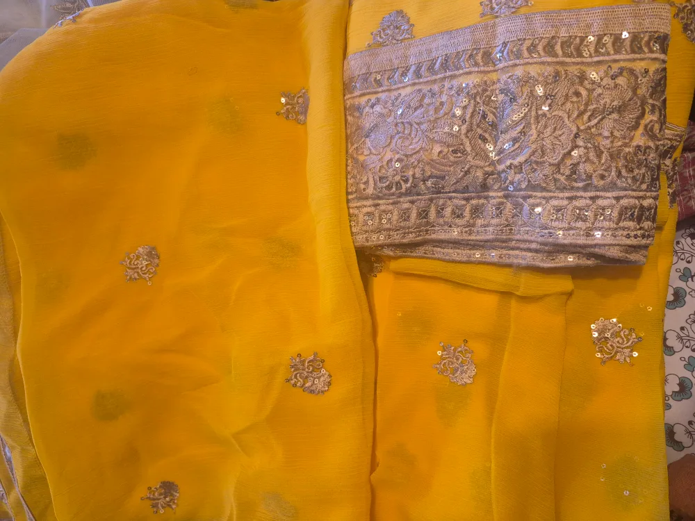 Yellow Embroidered Salwar Kameez image indicator(2)
