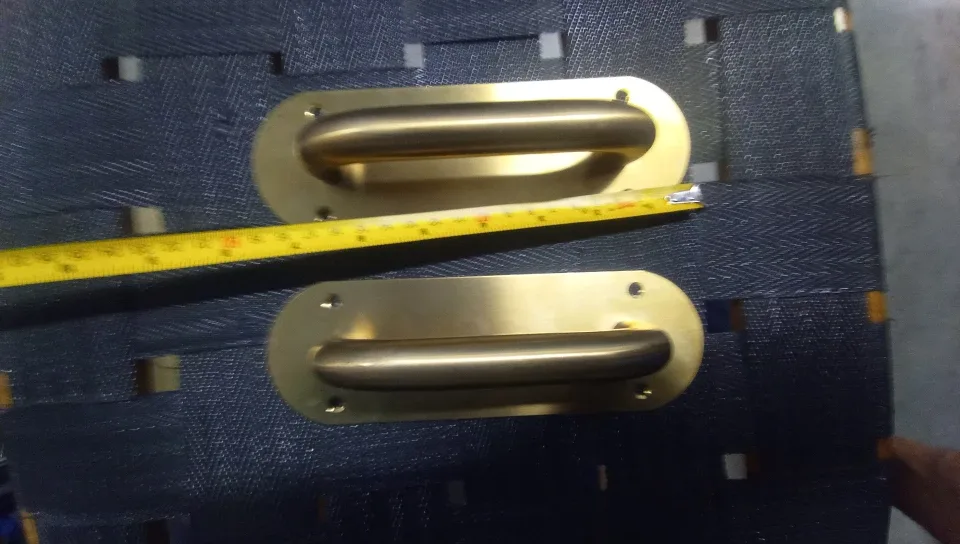 Light Real Brass Door Handle Pulls - Set of 2 thumbnail