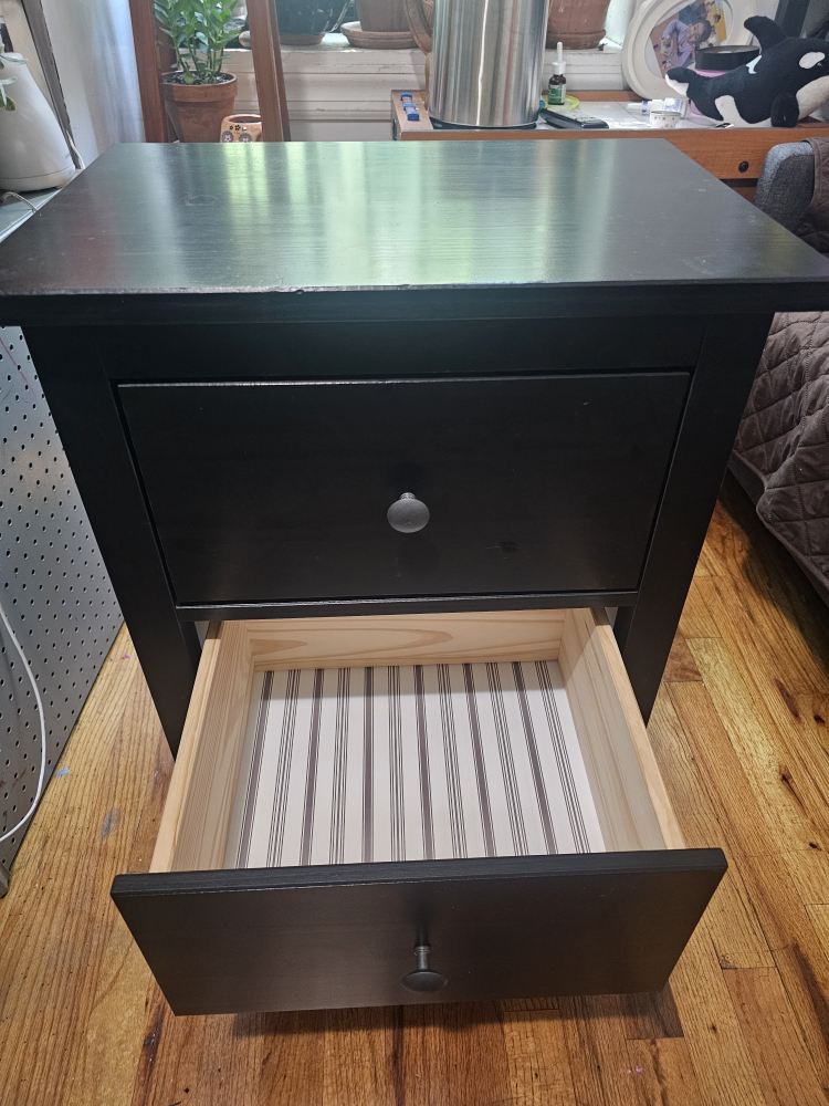 Black 2-Drawer Nightstand