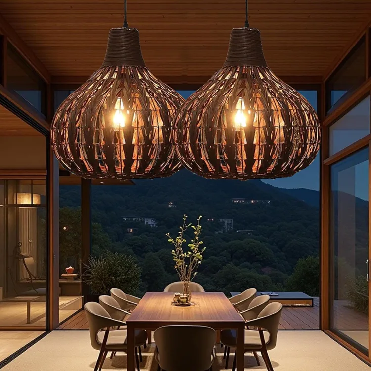 Japanese Style Bamboo Lantern Pendant Lamp BNIB thumbnail