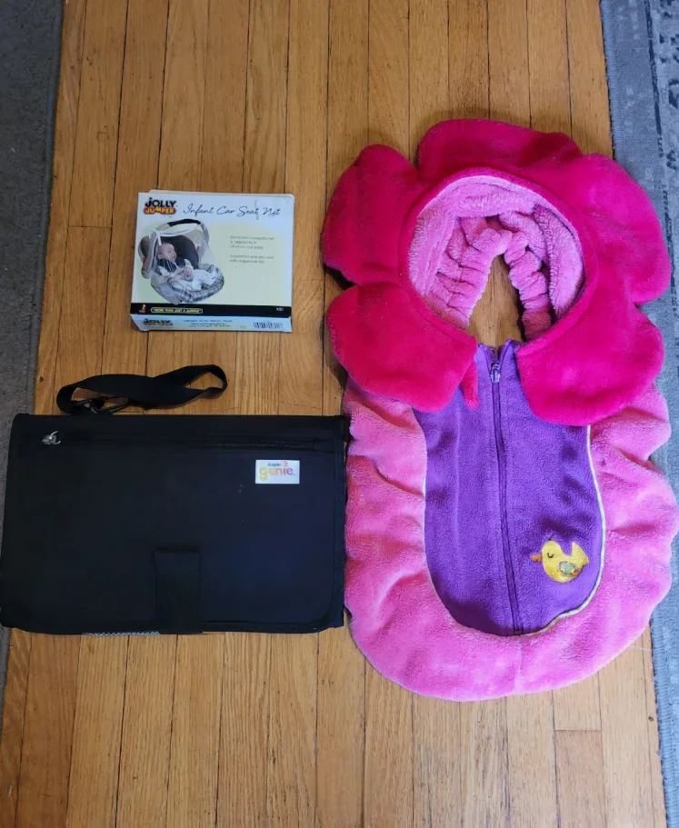 Infant Carseat Net, Flower Cover & Portable Changing Pad thumbnail