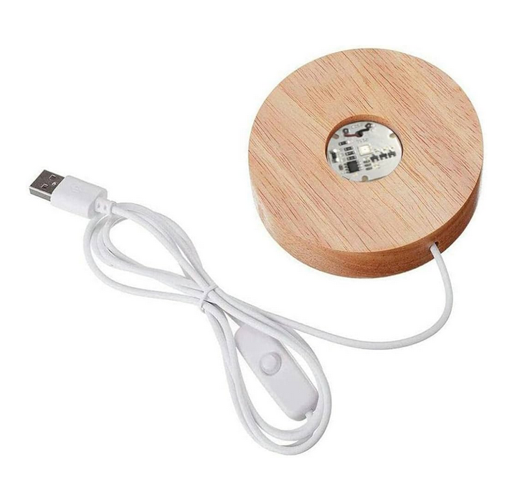 Wooden LED Display Base with USB Cable