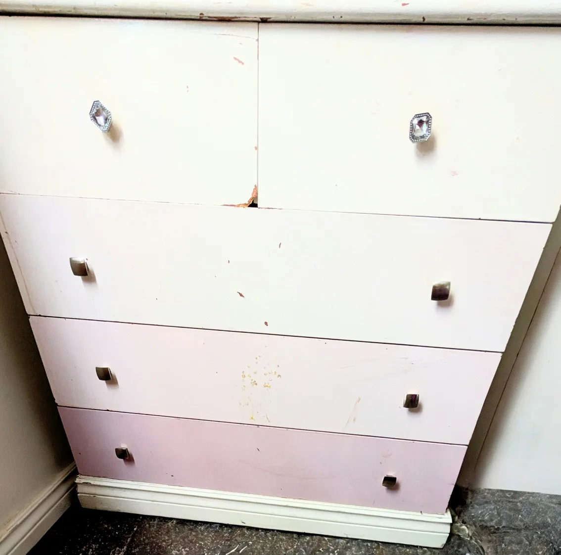 Upcycled Pink & White Dresser thumbnail