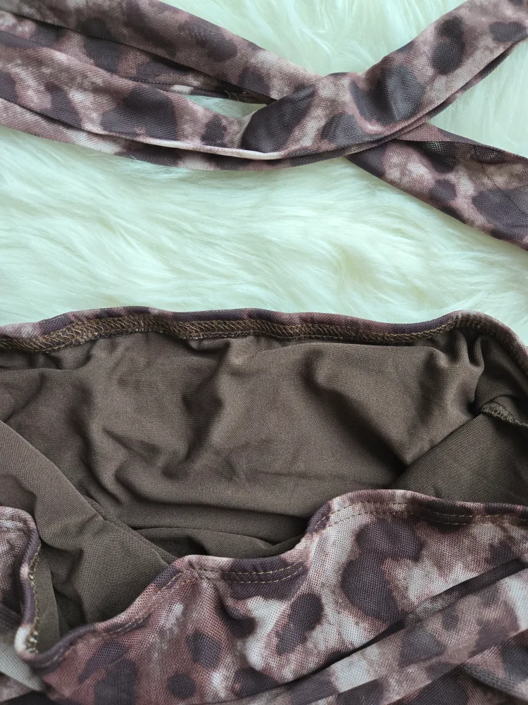 Leopard Print Tube Top with neck scarf image indicator(2)