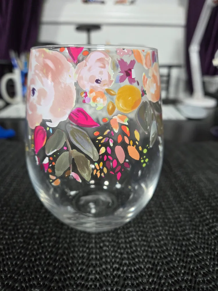 Floral Stemless Wine Glass thumbnail