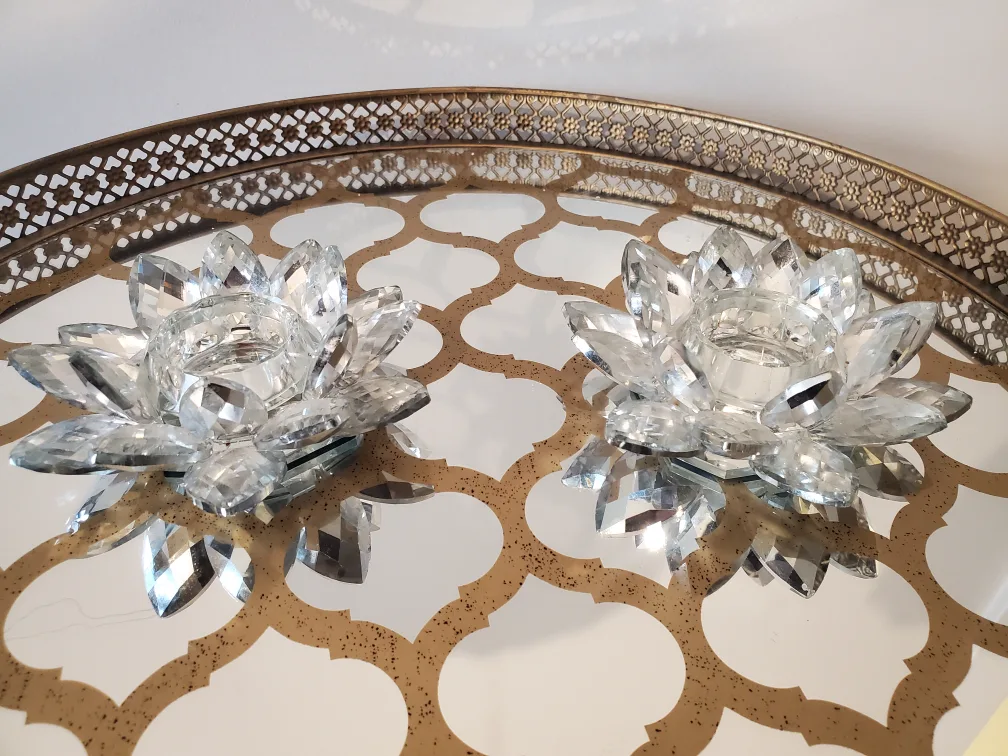 Crystal Lotus Candle Holders (Set of 2) thumbnail