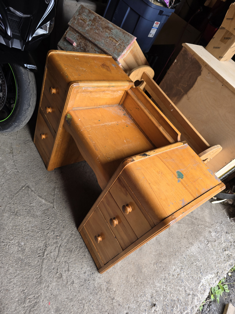 Vintage Wooden Desk with Drawers