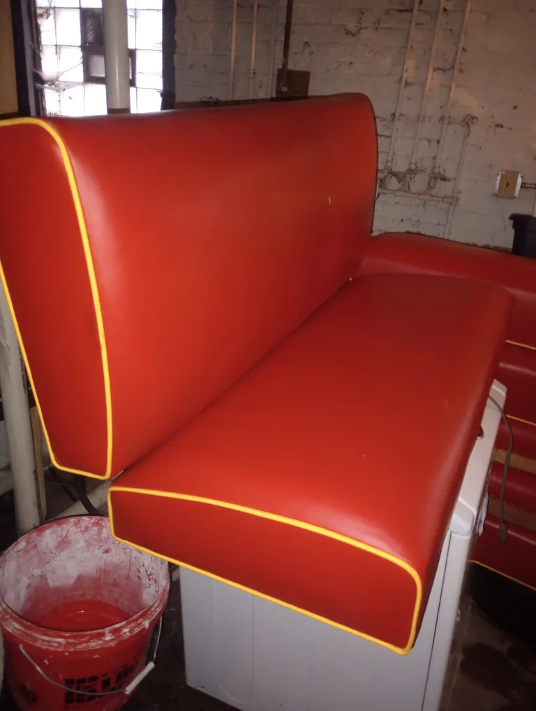 Red & Yellow Vinyl Booth Seats thumbnail