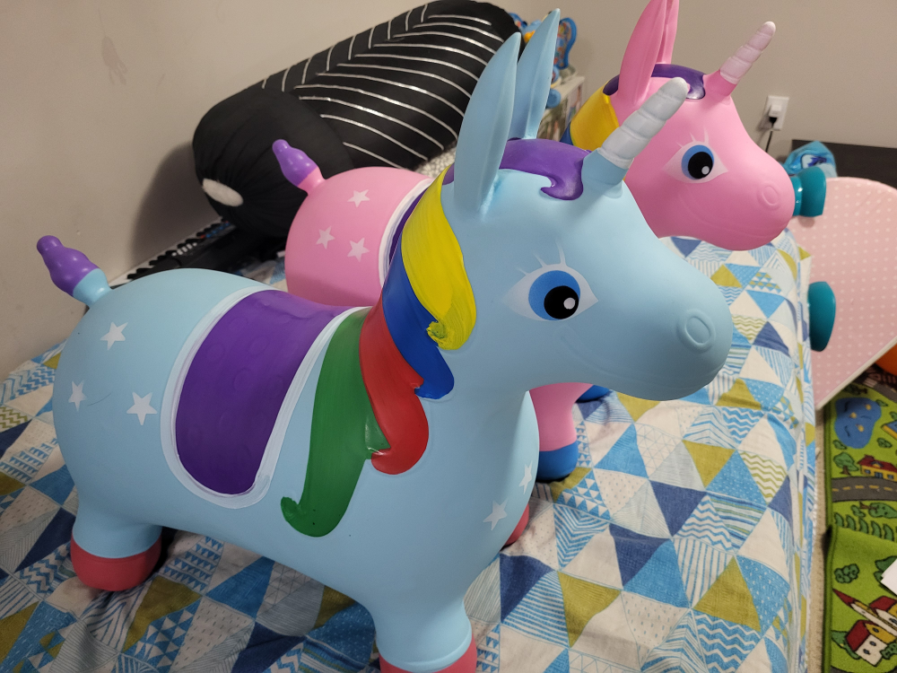 Inflatable Unicorn Hopper Toy - Blue and Pink - photo 3