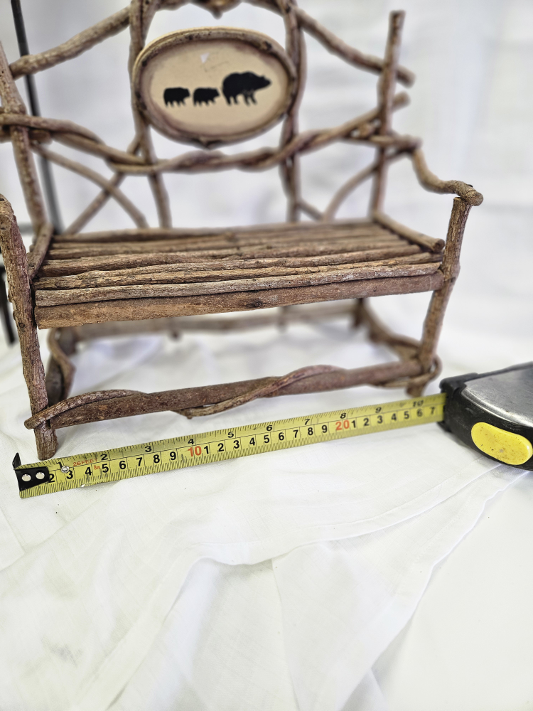 Rustic Wooden Bench with Bear Design - photo 3