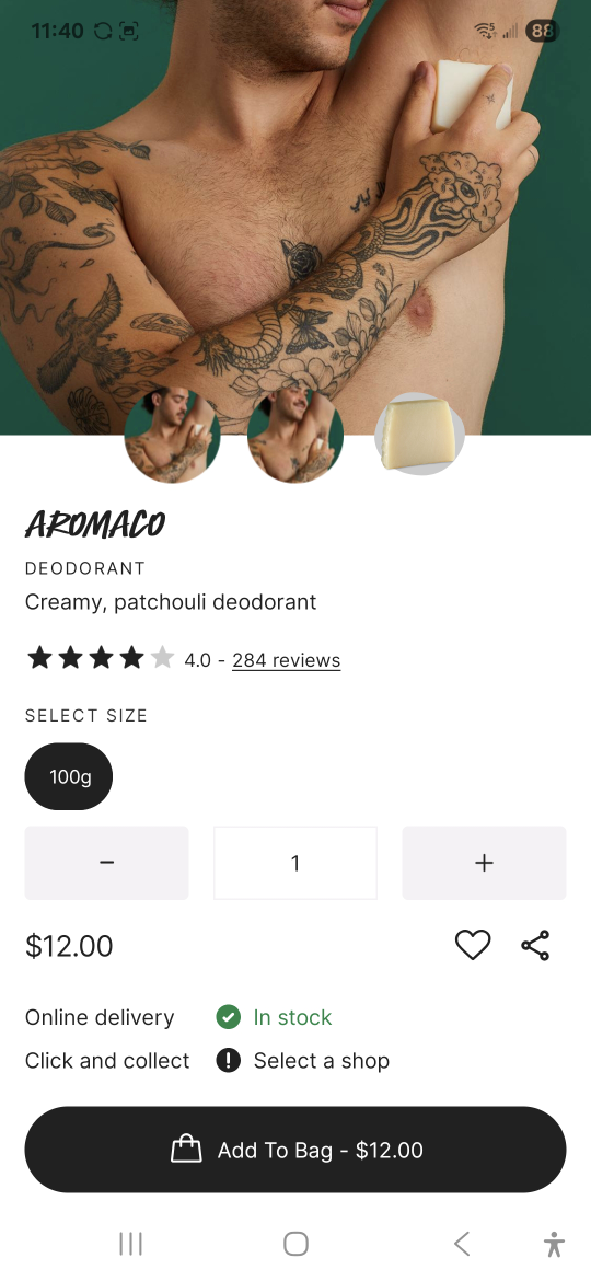 Aromaco Deodorant - Creamy, Patchouli, 100g