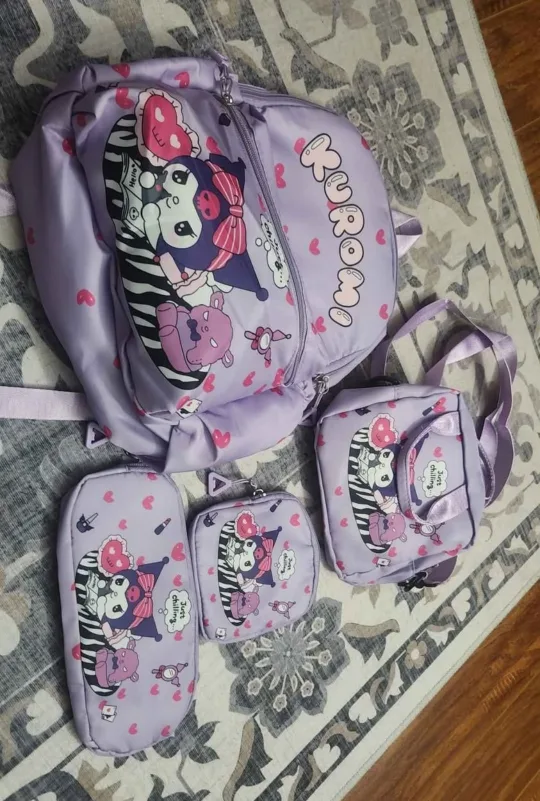 🎒 New 4-Piece Kuromi Backpack Set – Super Cute & Practical! thumbnail