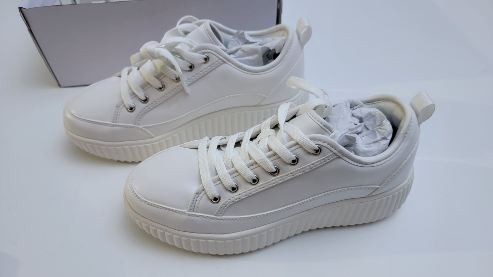 Dream Pairs Women’s Platform Sneakers, White/PU, Size 7, Lace-Up - photo 4