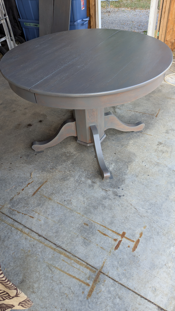 Round Grey Wooden Dining Table