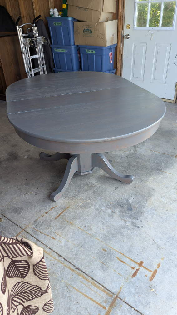 Round Grey Wooden Dining Table - photo 2