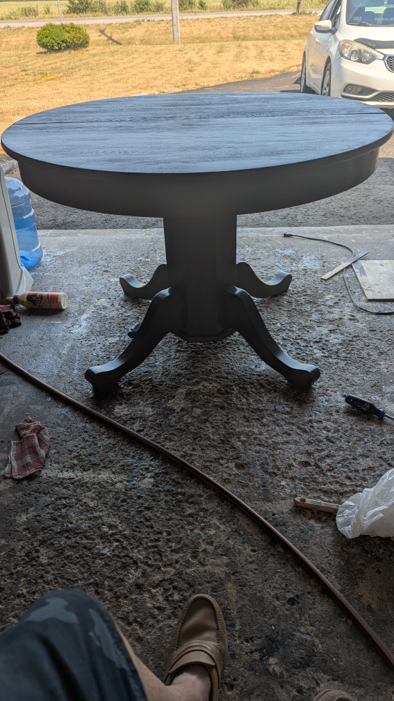 Round Grey Wooden Dining Table - photo 4