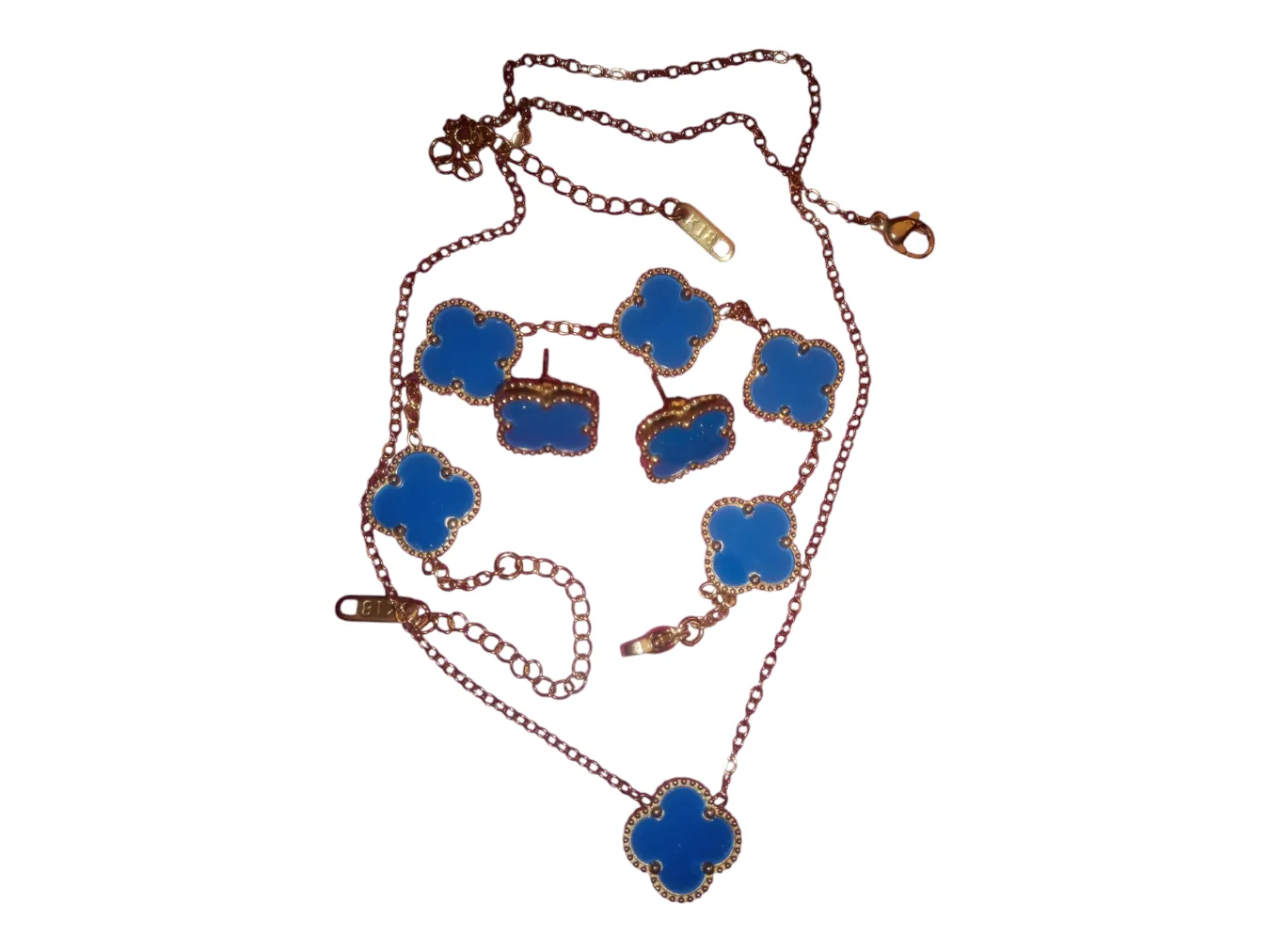 Blue Four Leaf Necklace, Bracelet & Earring Set thumbnail