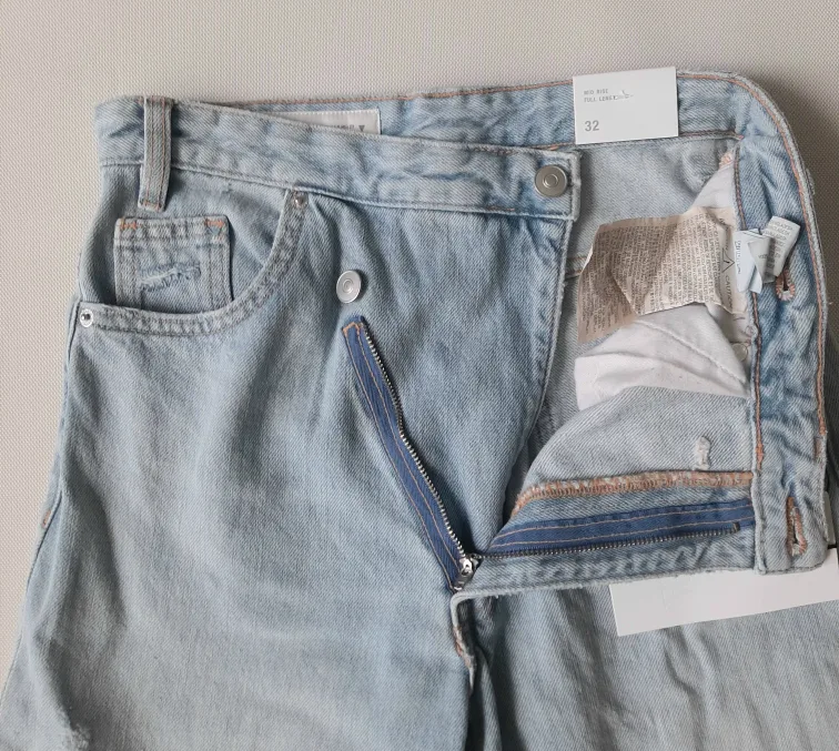 Zara Wide Leg Full Length Jeans - Size 32 image indicator(7)