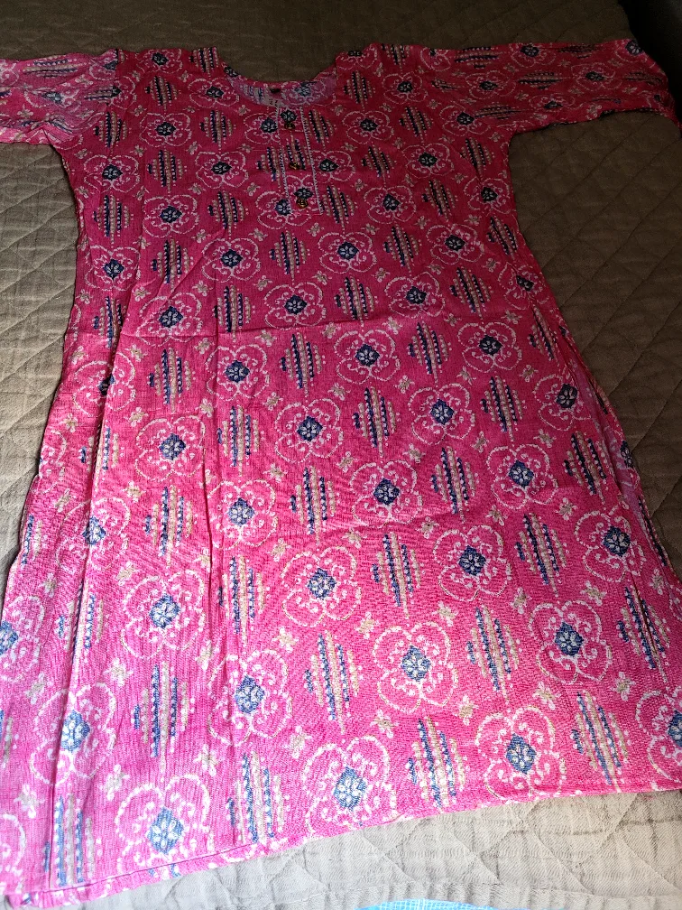 Pink Printed Kurti - Size M image indicator(2)