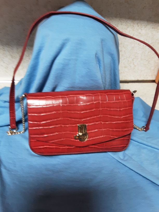 Zara Red Croc Embossed Crossbody Bag - photo 3