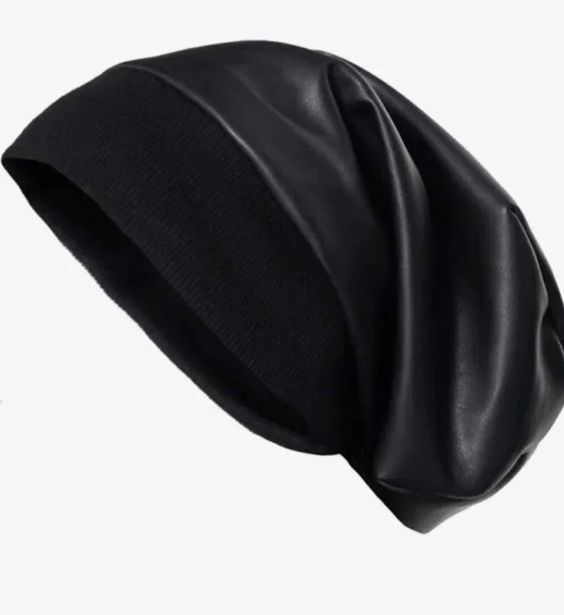Eco Leather Slouchy Designer Beanie. Brand New image indicator(2)