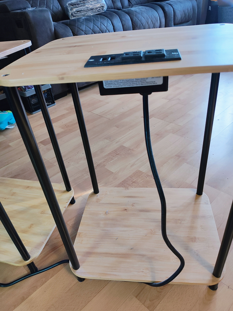 2 Bamboo Side Table with USB Ports - photo 3