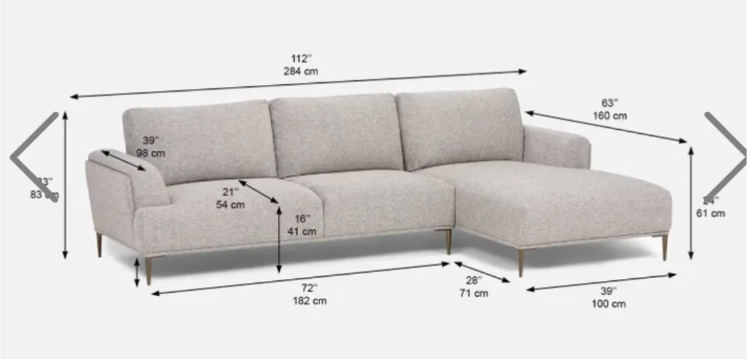 Grey Sectional Sofa couch with Chaise Lounge image indicator(2)