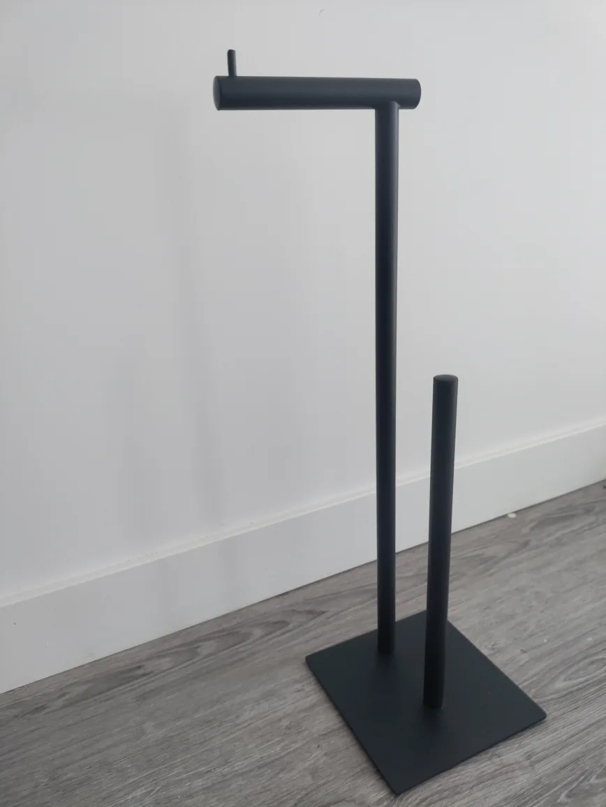 Black Metal Toilet Paper Holder Stand thumbnail