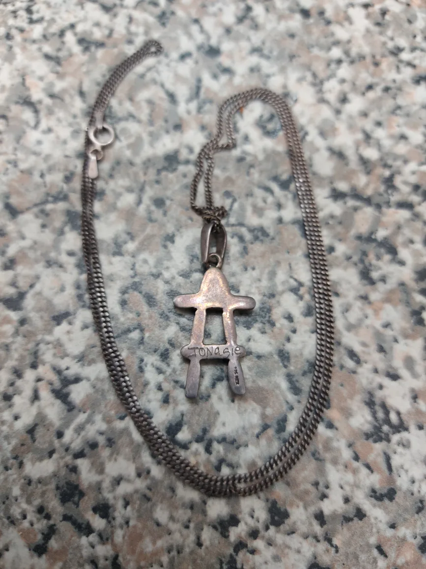 Vintage jonagie Inukshuk Silver Necklace thumbnail