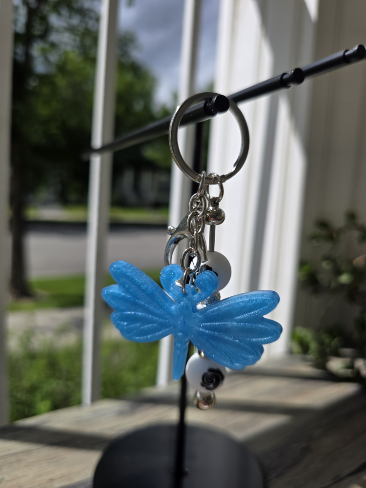 Dragonfly Charm Keychain - Blue
