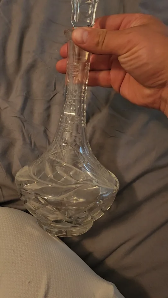 Vintage American cut pinwheel Crystal Decanter thumbnail