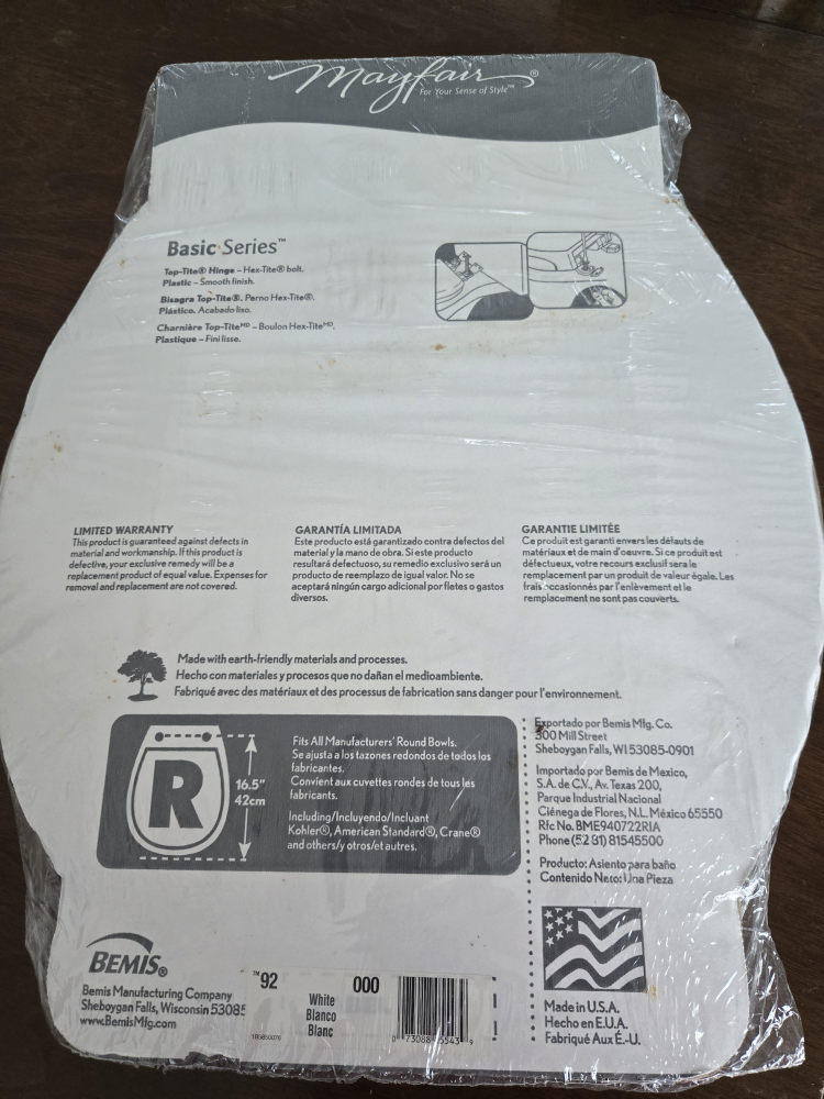Mayfair Basic Series White Toilet Seat - NEW - photo 2