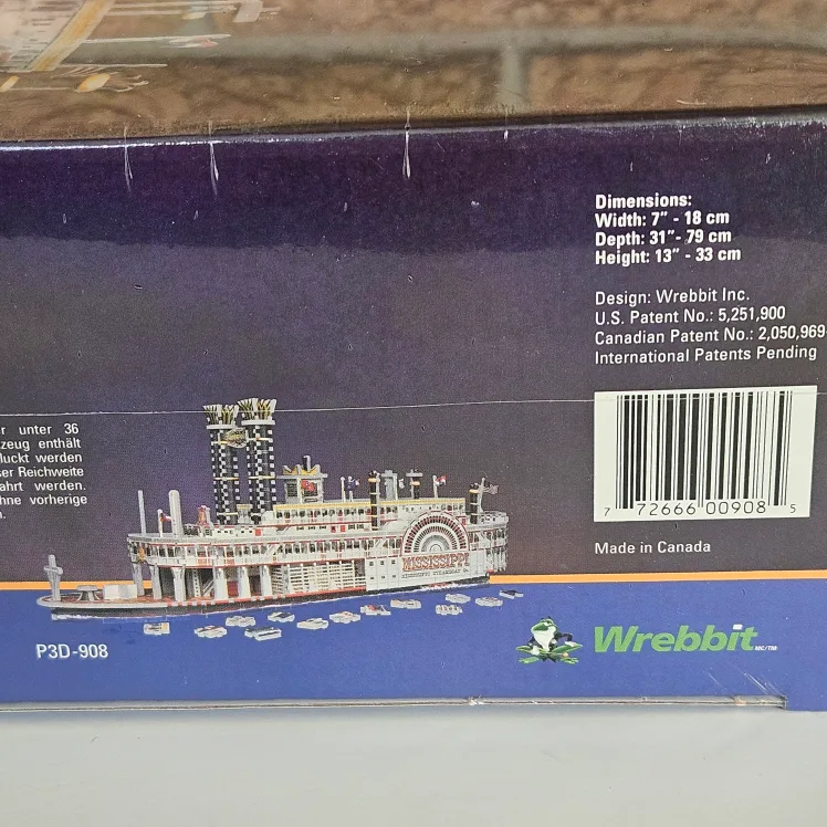 Wrebbit Puzz 3D Mississippi Steamboat 718 Piece 3D Puzzle Newy image indicator(5)