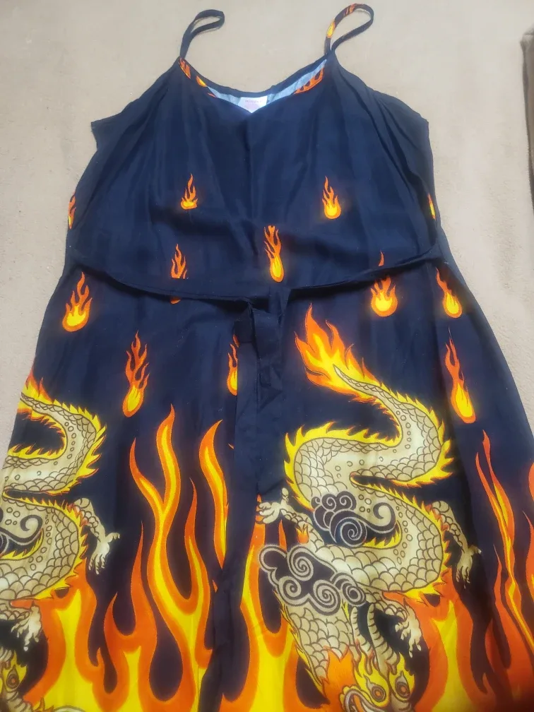 Dragon & Fire Print Dress thumbnail