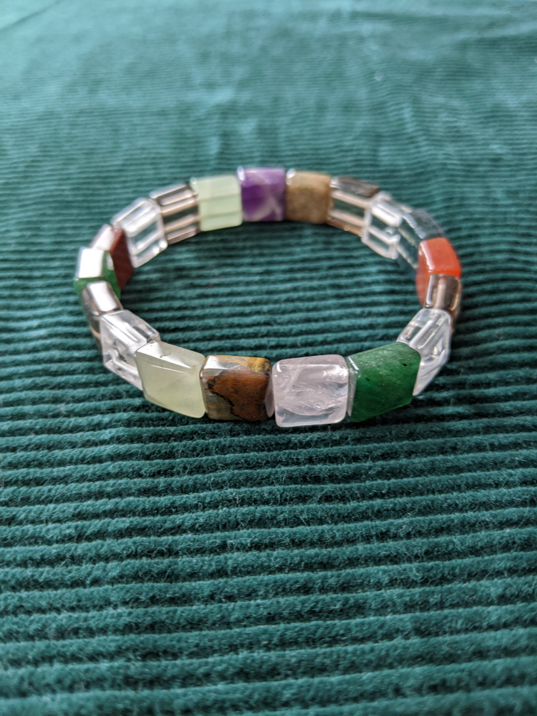 Gemstone, 7 Stone Chackra Bracelet - Multi-coloured - photo 2
